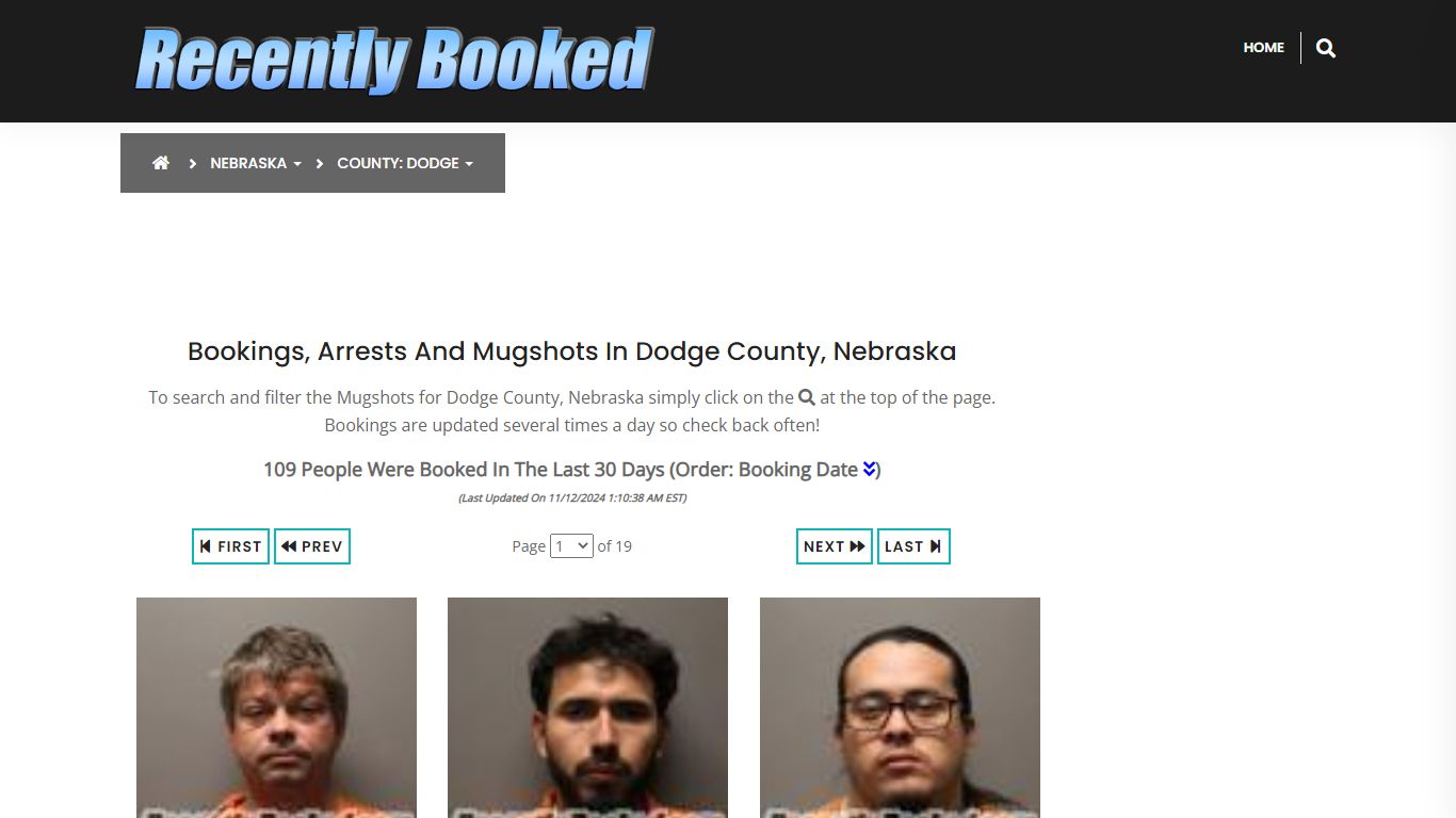 Bookings, Arrests and Mugshots in Dodge County, Nebraska - Recently Booked