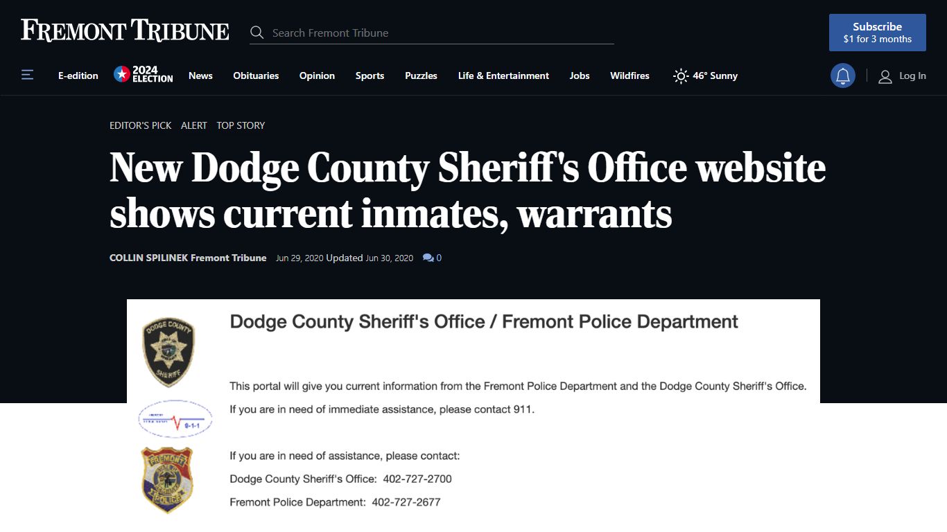 New Dodge County Sheriff's Office website shows current inmates, warrants