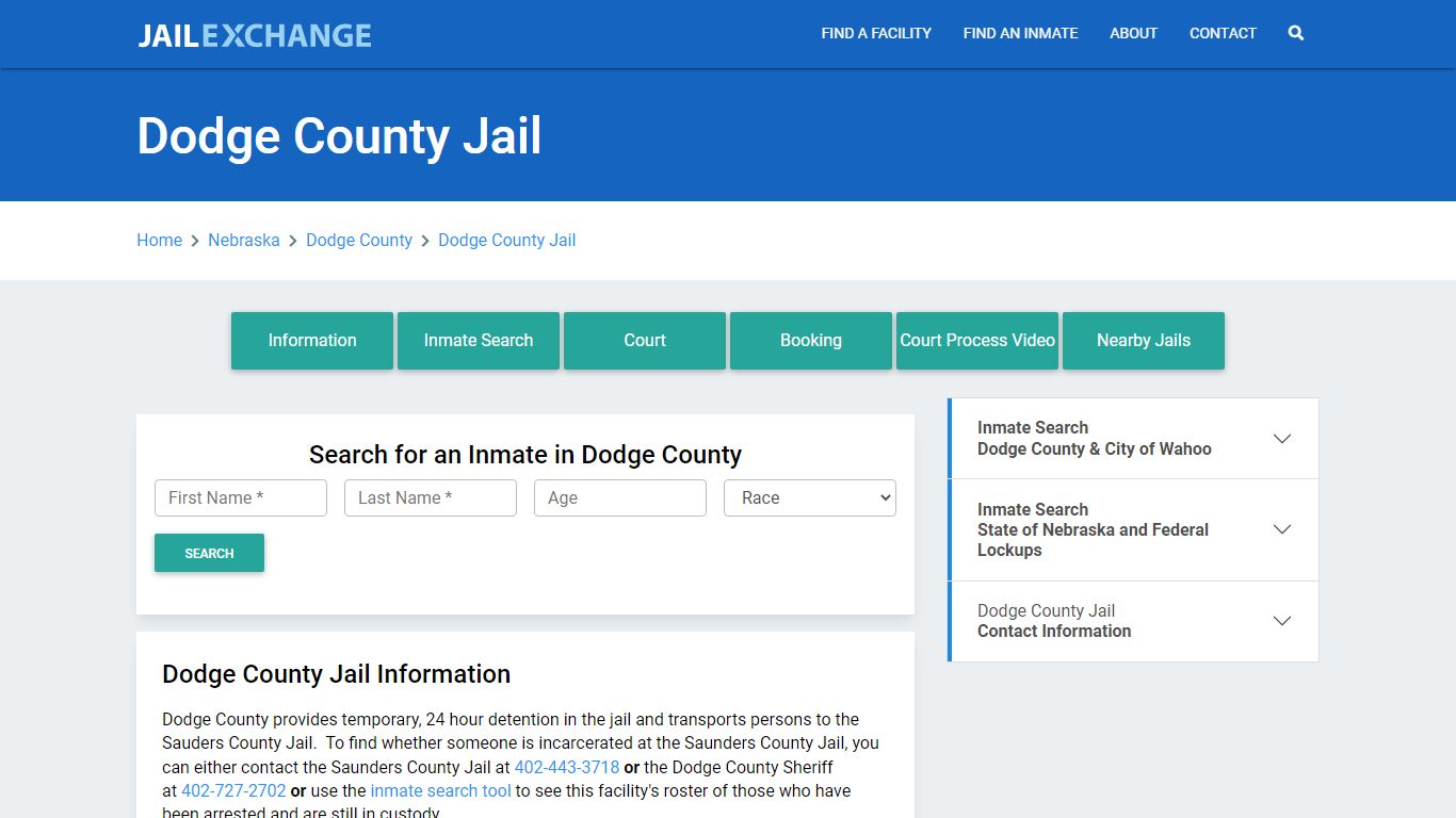 Dodge County Jail Roster Lookup, NE, Inmate Search